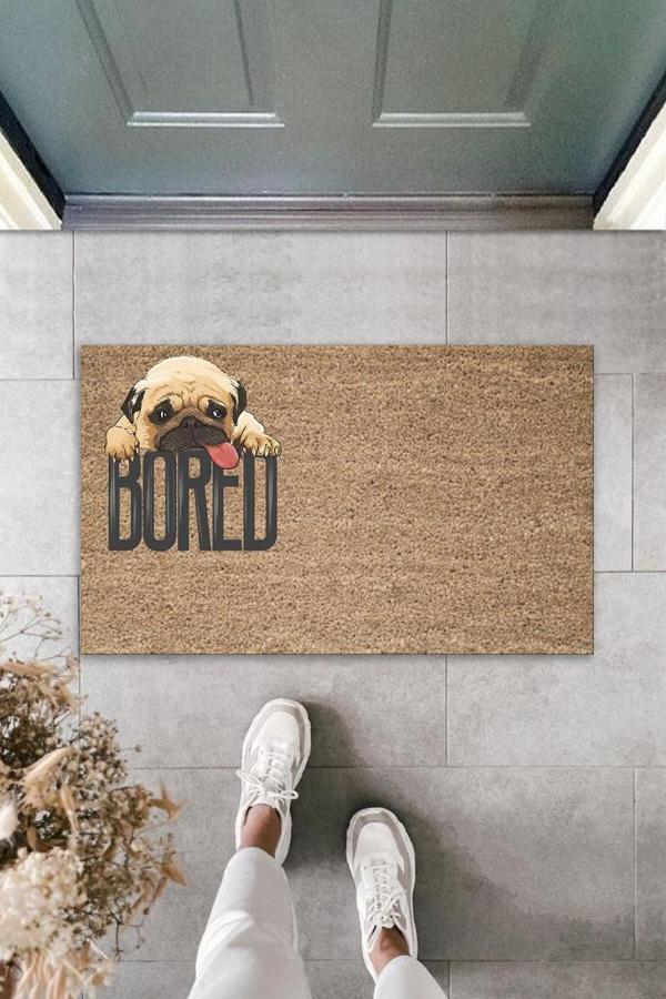 Büro Ev Ofis Kapı Önü için Baskı Kahve Bored Köpekli Motifli Paspas - Image 1