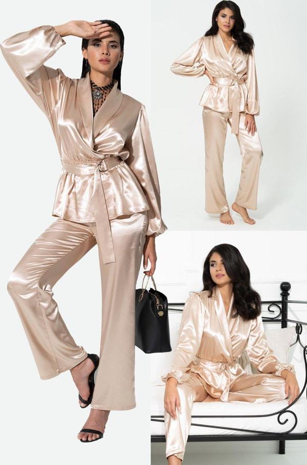 2'li Hem İçeride Hem Dışarıda Taş Pijama Takım - Image 1