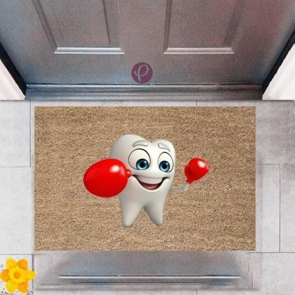Büro Ev Ofis Dekoru için Dijital Baskı Kapı Önü Paspas Gülen Diş Stil - Image 1
