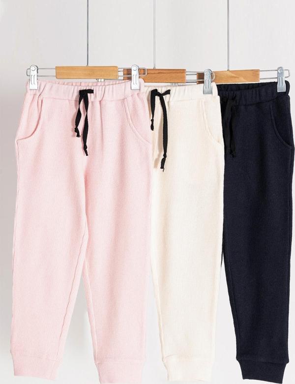 3'lü Cepli Pembe Beyaz Lacivert Jogger Set - Image 1