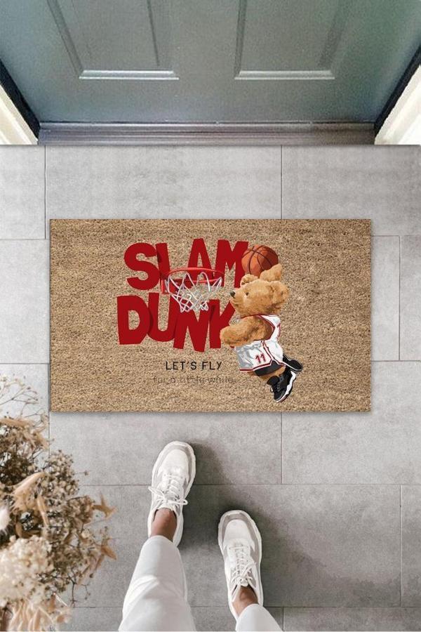 Büro Ev Ofis Dekoru için Dijital Dış Mekan Kapı Önü Paspası Let's Fly Ayıcık Bej Stil - Image 1