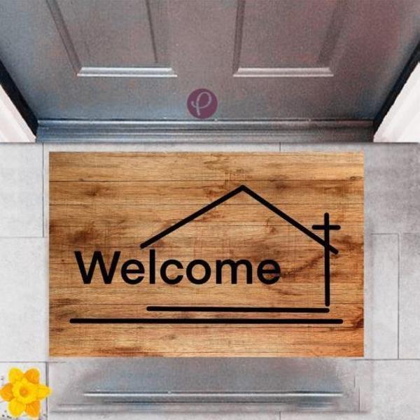 Büro Ev Ofis Dekoru için Dijital Baskı Kapı Önü Paspas Welcome Model - Image 1