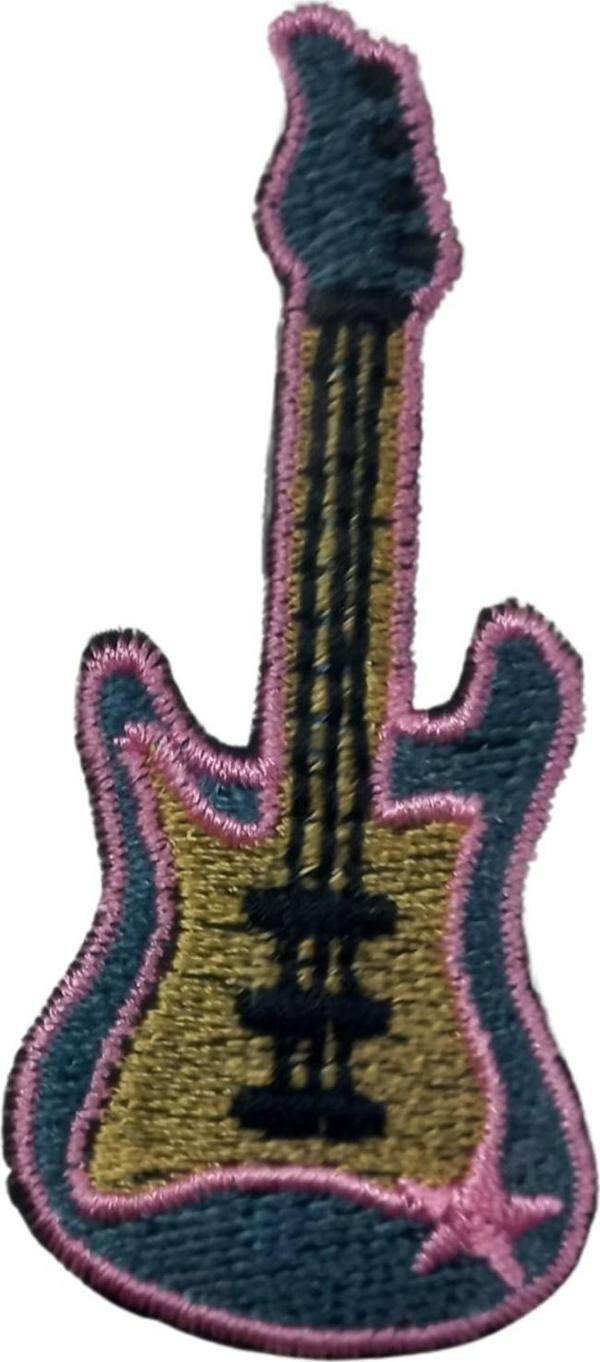 Büro Ev Ofis Hediyesi için 5X3CM Pembe Gitar Motif Ütü İle Yapışan Aplike Arma - Image 1
