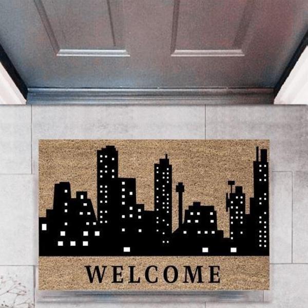 Büro Ev Ofis Dekoru için Dijital Baskı Şehirler Motif Kapı Önü Paspas - Image 1