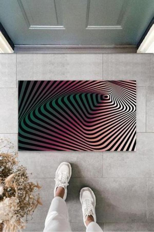 Büro Ev Ofis Dış Mekan Kapı Önü için D Spiral Siyah-Pembe Kapı Paspası - Image 1