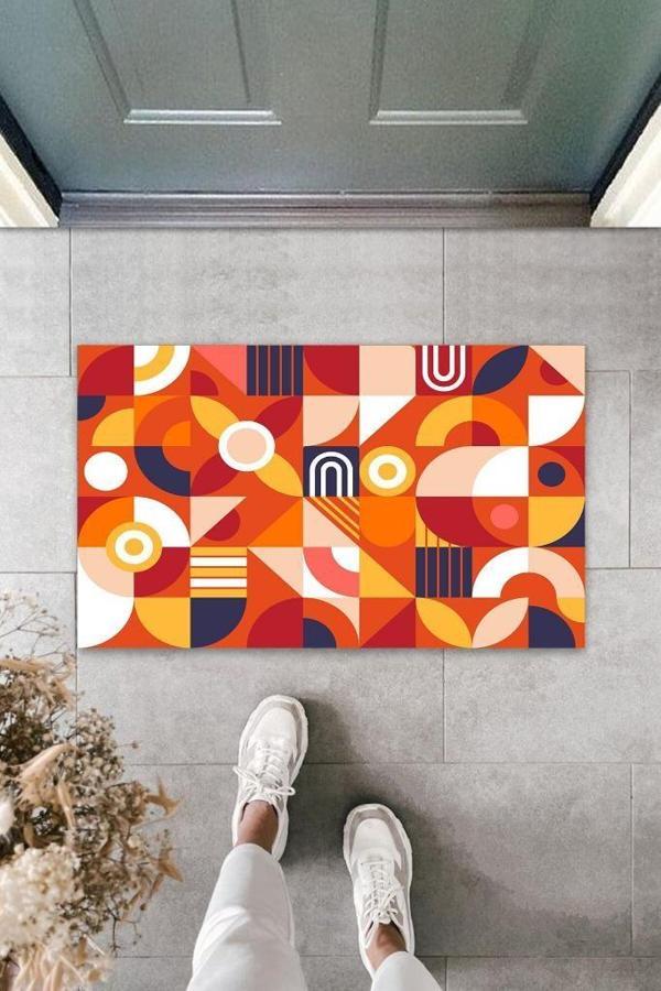 Büro Ev Ofis Dekoru için Dijital Dış Mekan Kapı Önü Paspası Modern Turuncu Stil - Image 1