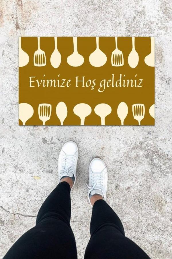 Büro Ev Ofis Kapı Önü için Baskı Kahve Kaşık  Motifli Paspas - Image 1