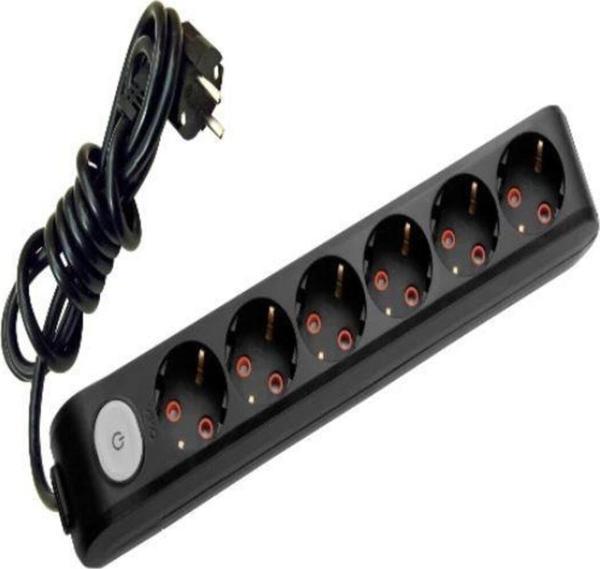 Viko Multi-Let Altılı Priz ( 6 Lı ) Anahtarlı Topraklı Çocuk Korumalı Kablolu Grup Priz 3 Mt. Siyah - Image 1