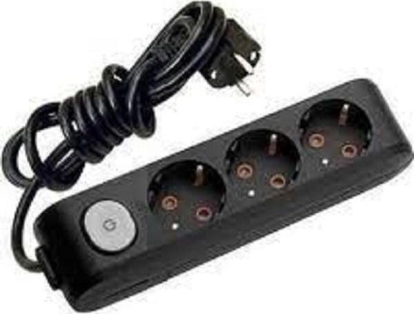 Viko Multi-Let 3'Lü Topraklı Anahtarlı Çocuk Korumalı Grup Priz 2 Metre (Siyah) - Image 1