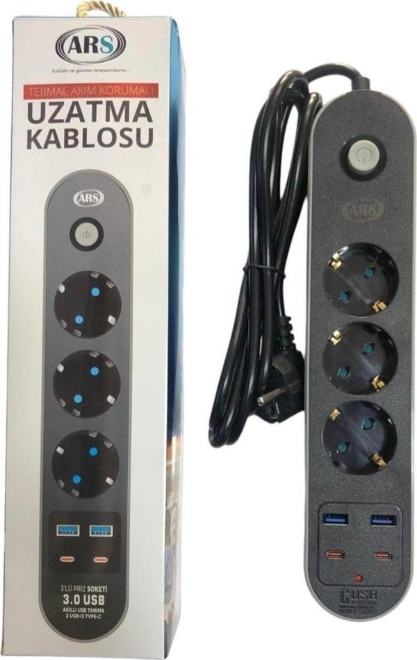 Ars 3 Lu 2Mtakım Kormalı Uzatma Kablosu Usb Type-C - Image 1