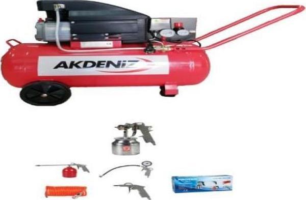 Akdeniz 2 HP 50 LT Hava Kompresörü 8 Bar+Hava Kompresör Seti 5 Parçalı 5 parça - Image 1