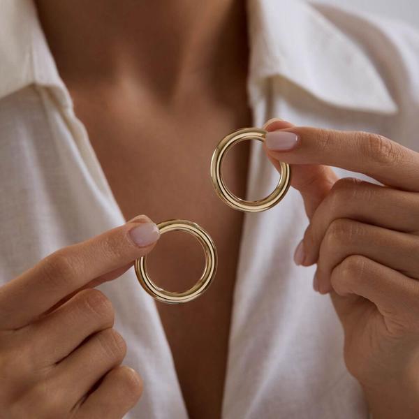 14K Altın Halka Küpe 4 mm 3.5 cm - Image 1