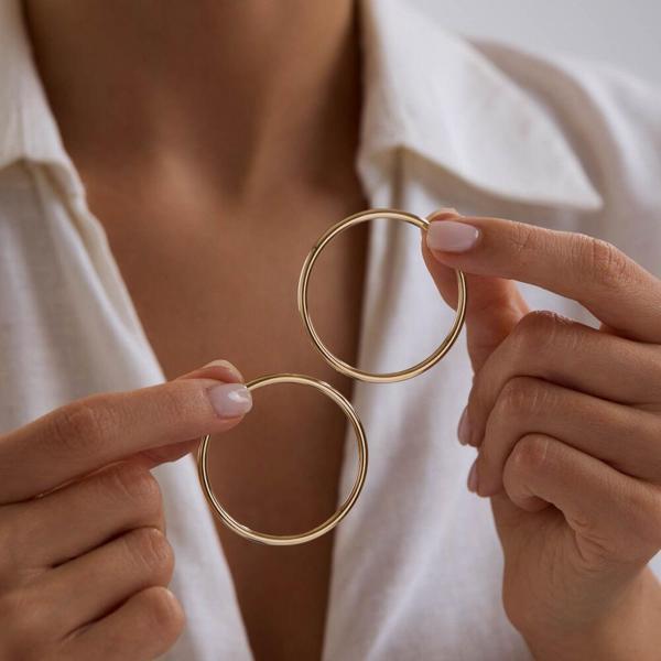 14K Altın Halka Küpe 1.8 mm 5.5 cm - Image 1