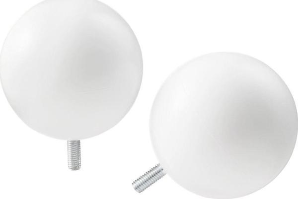 Perde çubuğu topuzu, beyaz, 53 mm, 2 adet - Image 1