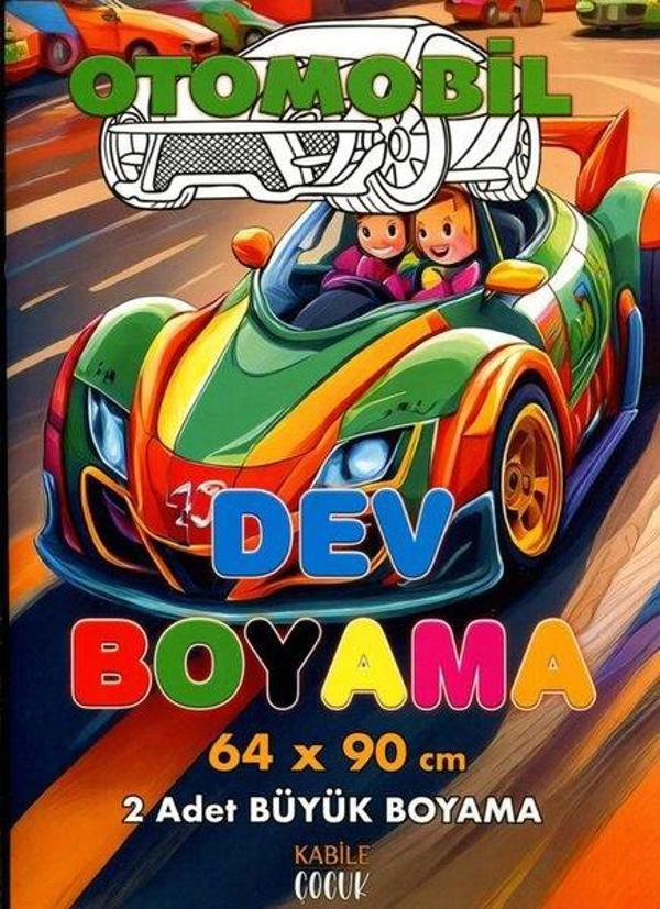 Otomobil Dev Boyama 64x90 cm 2 Adet Büyük Boyama Posteri - Kabile Çocuk - Image 1