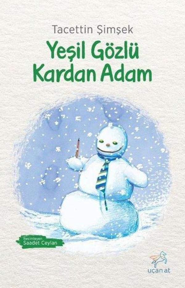 Yeşil Gözlü Kardan Adam - Siyah - Beyaz Resimli Baskı - Uçan At - Image 1