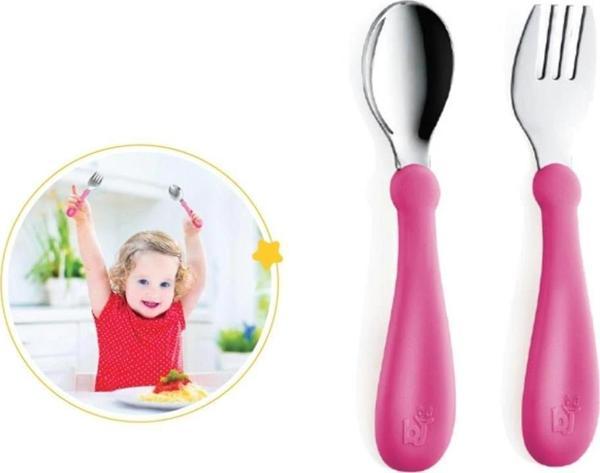 Nessiworld   Paslanmaz Çelik Çatal Kaşık Seti 522 Pembe - Image 1
