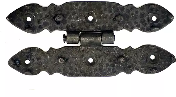 Antika Tarz Dekoratif Pirinç Düğmeli Menteşe - 142x69 mm, Oksit - Image 1