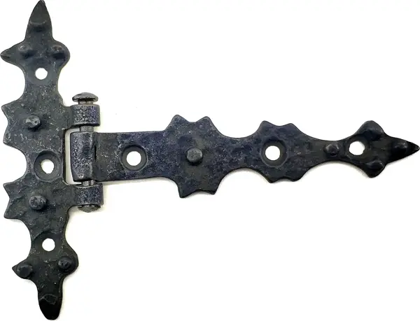 Antika Tarz Dekoratif Pirinç Yıldız Kuyruklu Menteşe - 85x110 mm, Oksit - Image 1