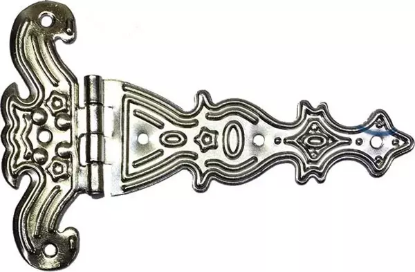 Dekoratif, Sac Tek Kuyruklu Menteşe - 69x102 mm, Büyük, Nikel, 100 Adet - Image 1