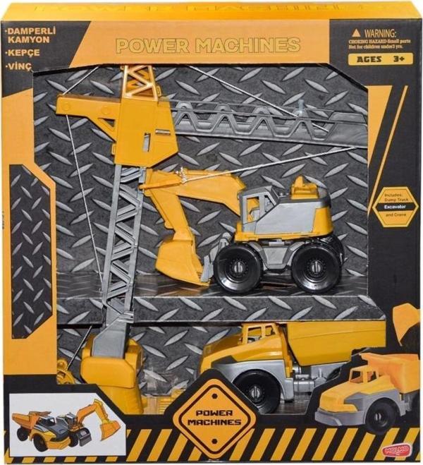 ML447 Power Machines Vinç, Damperli Kamyon ve Kepçe İnşaat Seti -Molmo - Image 1