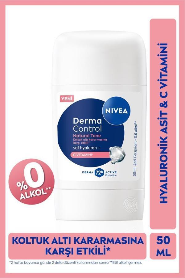 Kadın Stick Deodorant Derma Control Natural Tone 50ml, Koltuk Altı Kararmasına Karşı, C Vitamini - Image 1