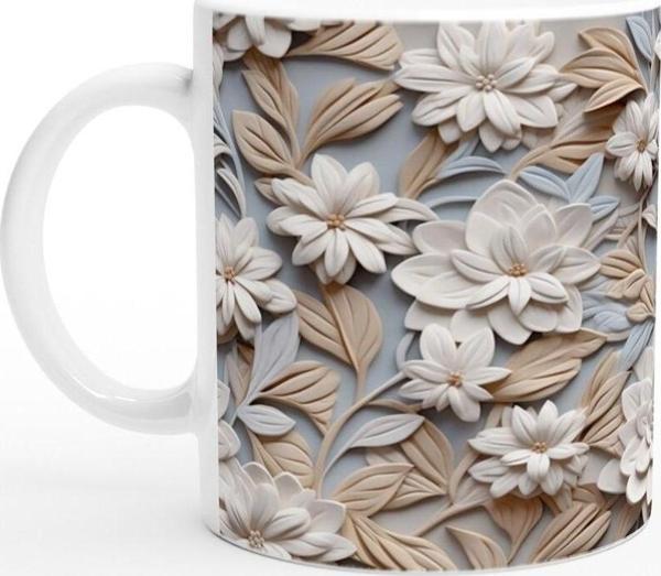 Zarif Zindelik Relax Çiçek Desenli Kupa Bardak - Image 1