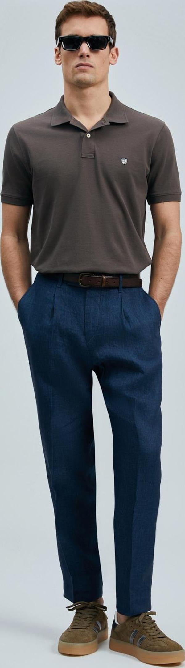 Lufian Erkek Laon Smart Polo T-Shirt 111040206 Kahverengi - Image 1