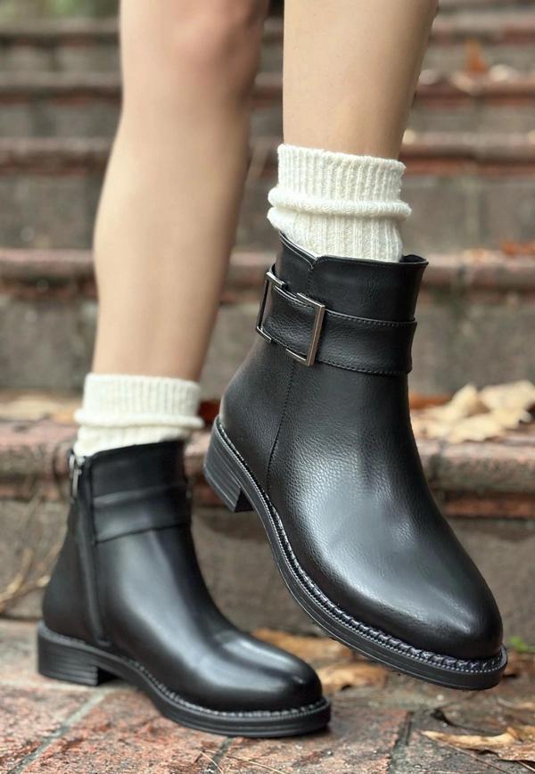 Dawin Siyah Cilt Topuklu Bot - Image 1