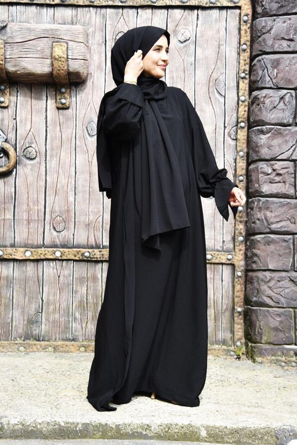 Nowa Scarf Medine İpeği Nowa Tesettür Takım Elbise Siyah - Image 1