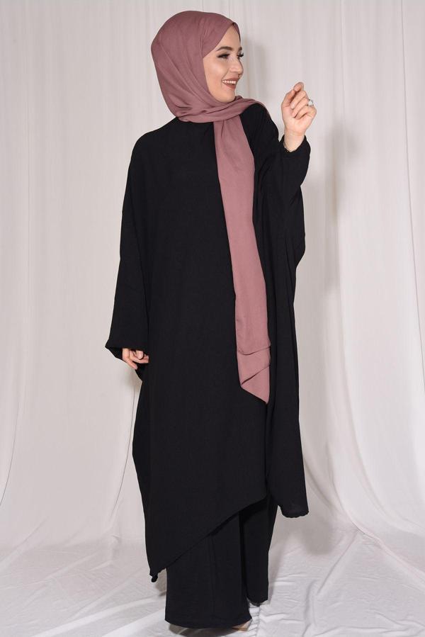 Nowa Scarf Pantolon Tunik İkili Takım Aerobin Kumaş Siyah - Image 1