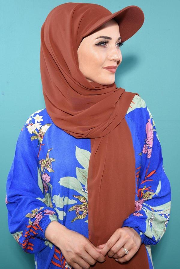 Nowa Scarf Şifon Şapka Şal Kiremit - Image 1