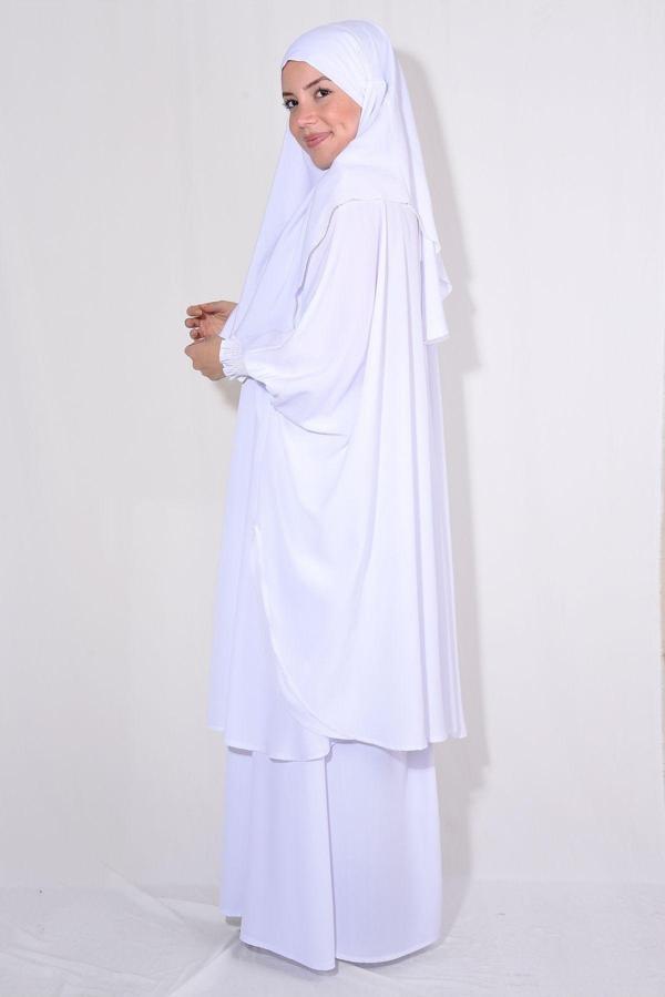 Nowa Scarf Şal Tunik Etek 3'Lü Takım Beyaz - Image 1