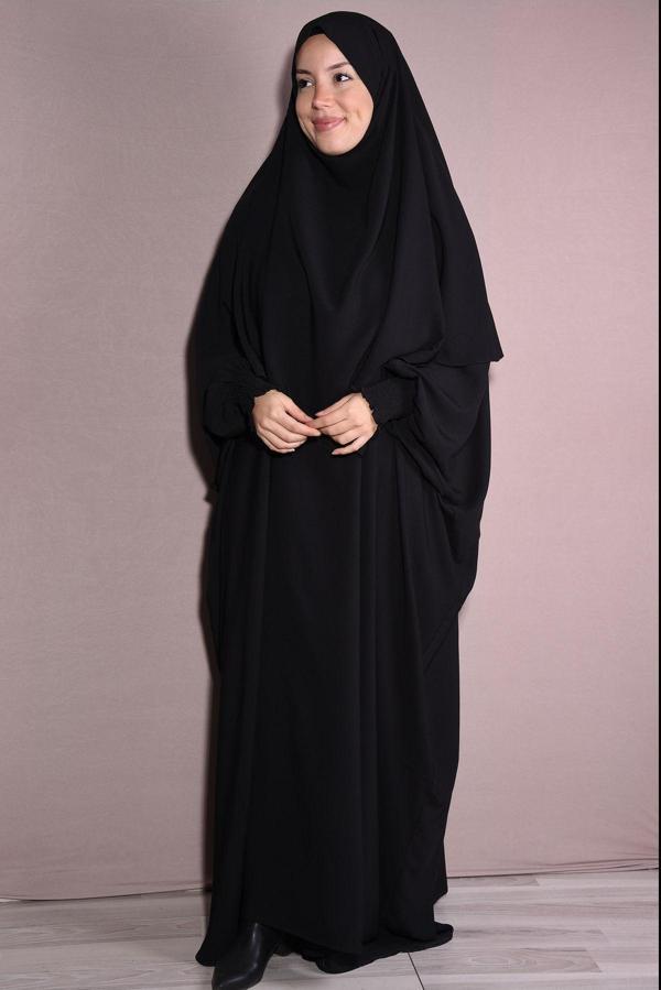 Nowa Scarf Şal Ve Elbise İkili Takım Medine İpeği Kumaş Siyah - Image 1