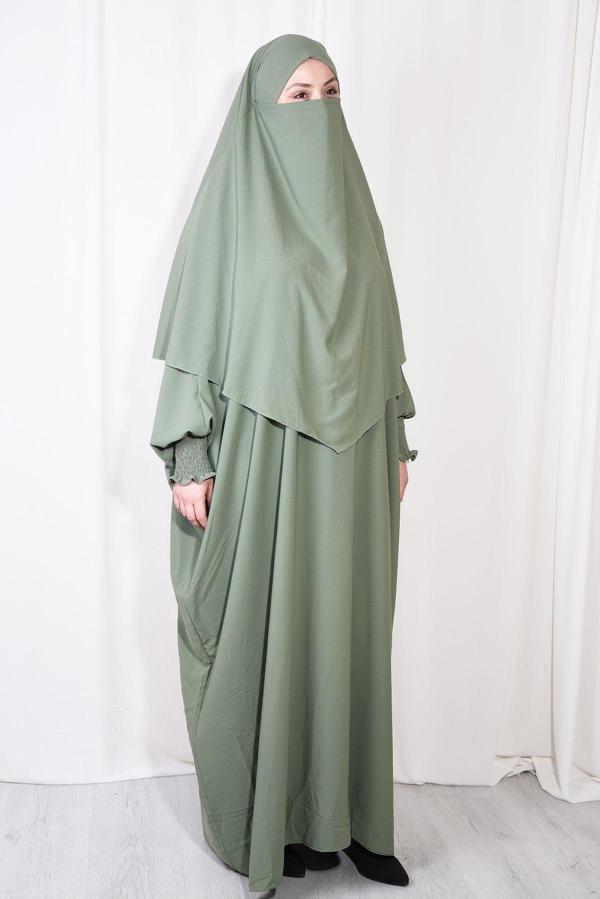 Nowa Scarf Şal Ve Elbise İkili Takım Medine İpeği Kumaş Soft Yeşil - Image 1