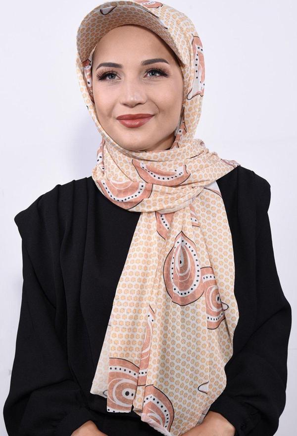 Nowa Scarf Şapkalı Desenli Şal Tavuskuşu - Image 1