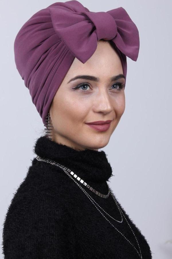 Nowa Scarf Dolgulu Fiyonklu Çift Yönlü Bone Koyu Gül Kurusu - Image 1