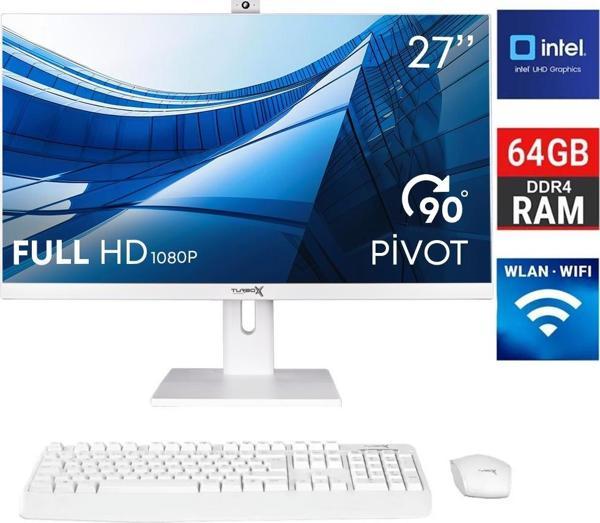 Turbox TAxPro21 i5 12400 64GB DDR4 Ram 1TB SSD 27 inç FHD Beyaz Bluetooth Webcam WiFi All in One PC - Image 1