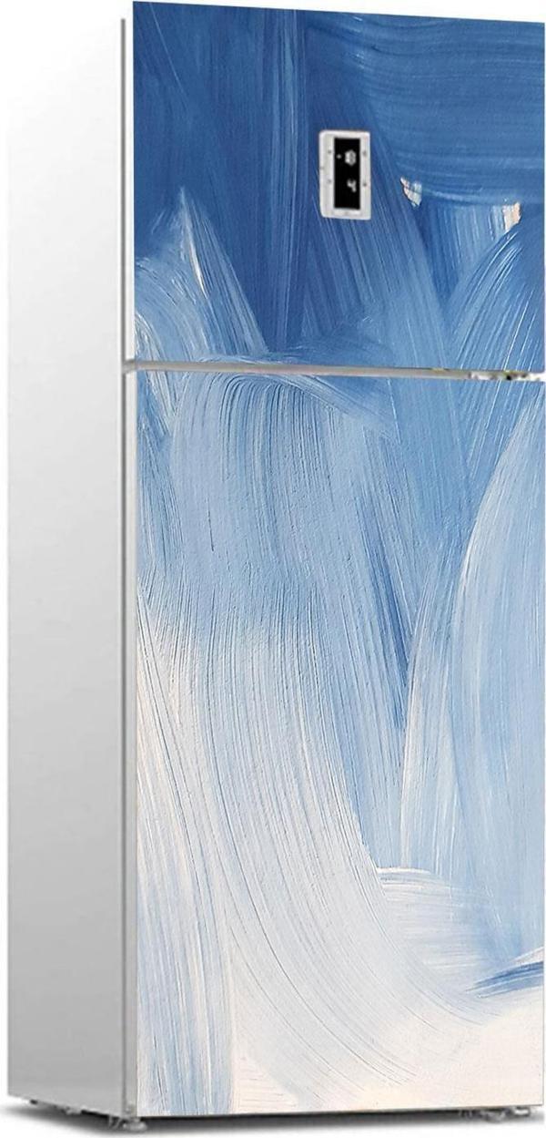 Buzdolabı Sticker Kaplama Dolap Kaplama Etiketi Soyut Mavi Boyama - Image 1