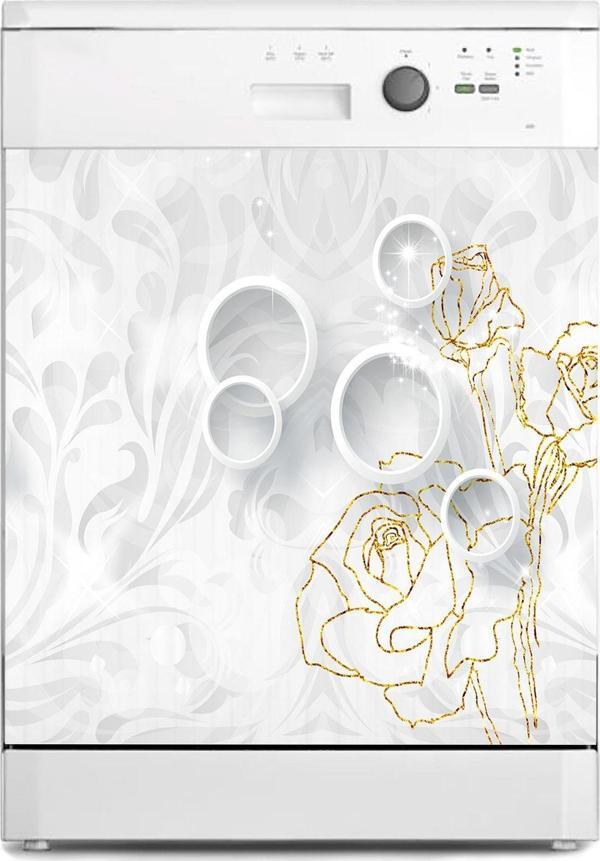 Bulaşık Makinesi Sticker Kaplama Beyaz Eşya Kaplama Altın Gül - Image 1