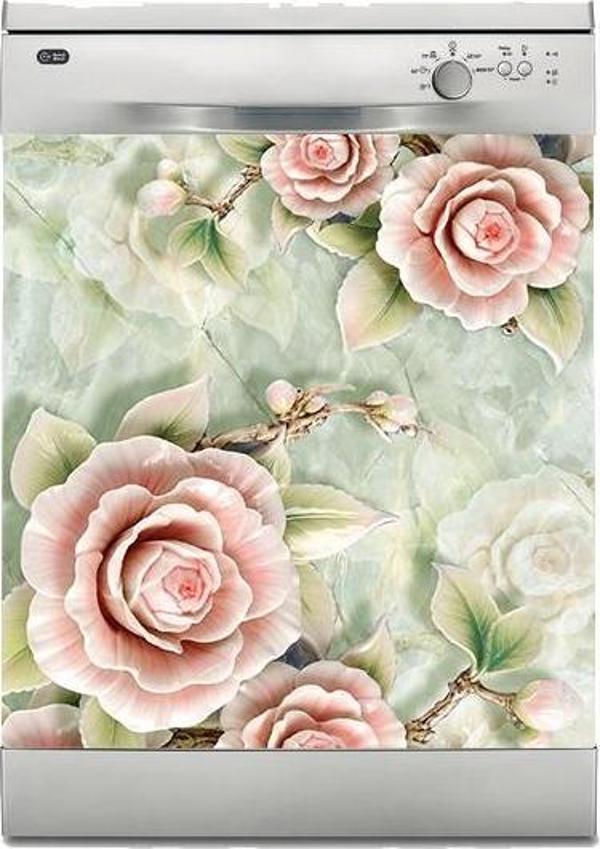 Bulaşık Makinesi Sticker Kaplama Beyaz Eşya Kaplama Güller 3D - Image 1