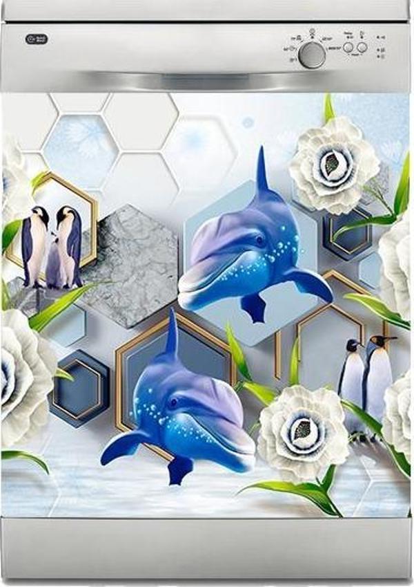 Bulaşık Makinesi Sticker Kaplama Beyaz Eşya Kaplama Yunus Penguen - Image 1