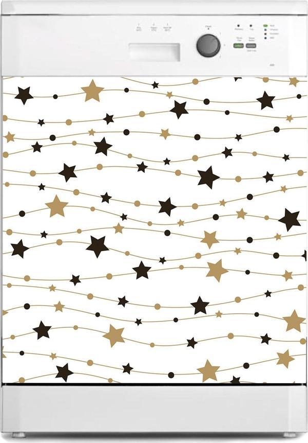 Bulaşık Makinesi Sticker Kaplama Beyaz Eşya Kaplama Altın Yıldızlar - Image 1