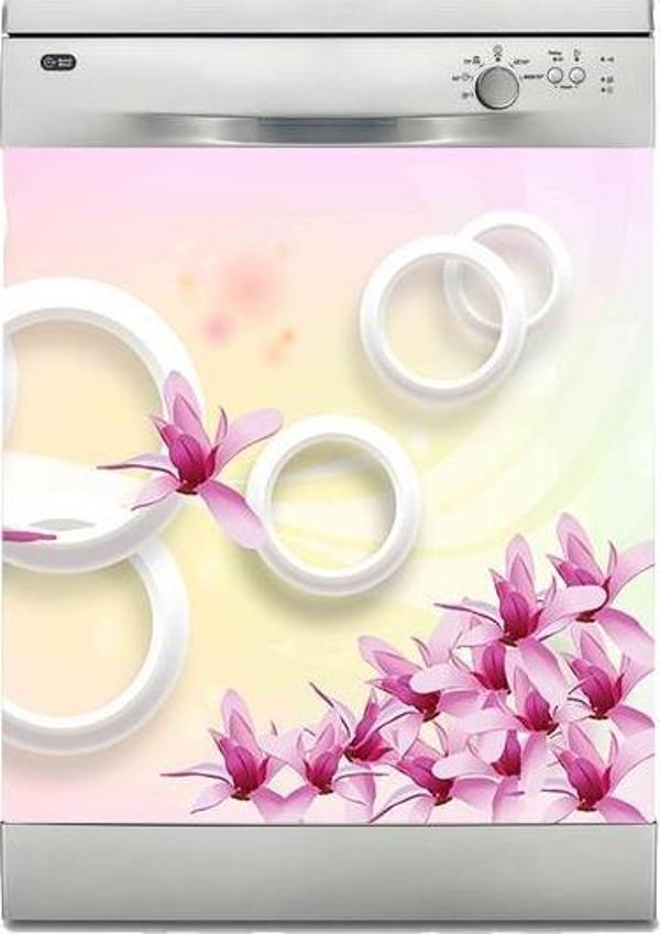 Bulaşık Makinesi Sticker Kaplama Beyaz Eşya Kaplama Yuvarlak Çiçek - Image 1