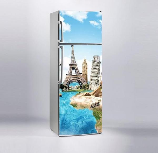 Buzdolabı Sticker Kaplama Dolap Kaplama Etiketi Dünyanın Simgeleri - Image 1