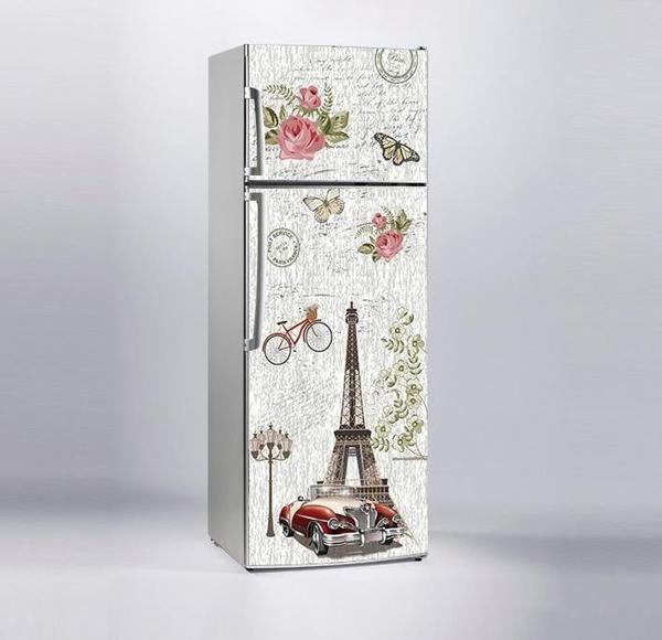 Buzdolabı Sticker Kaplama Dolap Kaplama Etiketi Vintage Paris Çizim - Image 1