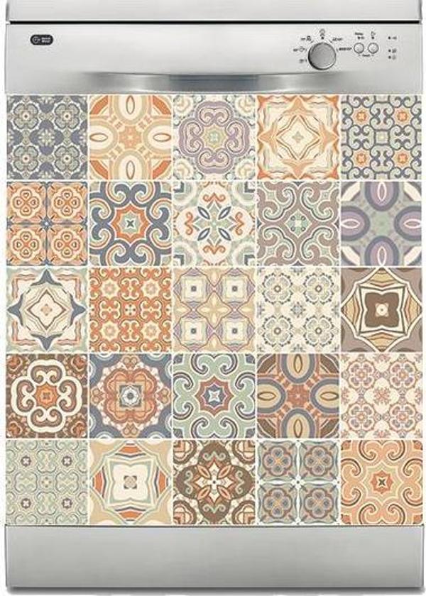 Bulaşık Makinesi Sticker Kaplama Beyaz Eşya Kaplama Renkli Fayans Desen - Image 1
