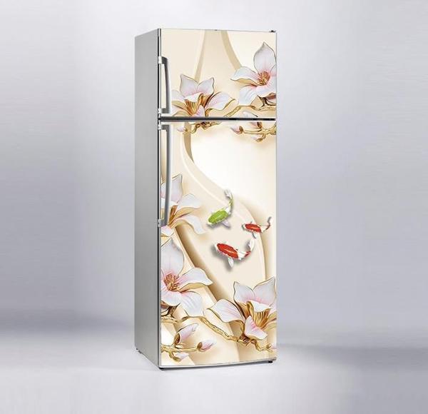 Buzdolabı Sticker Kaplama Dolap Kaplama Etiketi 3D Balıklar Gül - Image 1
