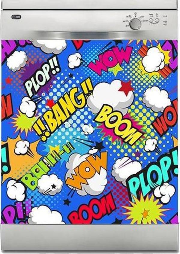 Bulaşık Makinesi Sticker Kaplama Beyaz Eşya Kaplama Bang Boom - Image 1