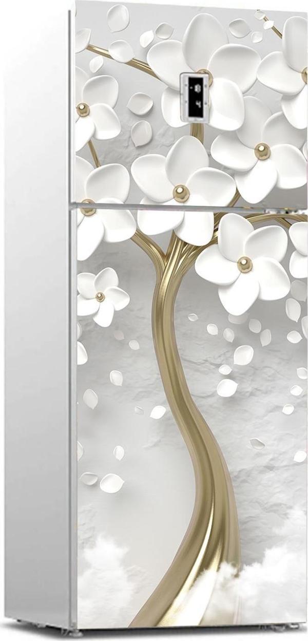 Buzdolabı Sticker Kaplama Dolap Kaplama Etiketi 3d Beyaz Ağaç 3 - Image 1